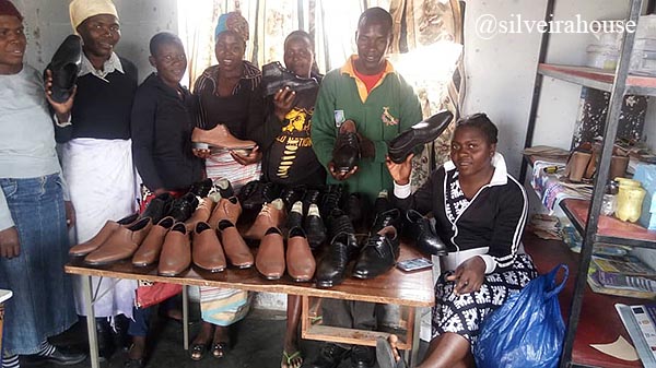 Some of the Nyahunure leathers works group with their finished products after level 2 training